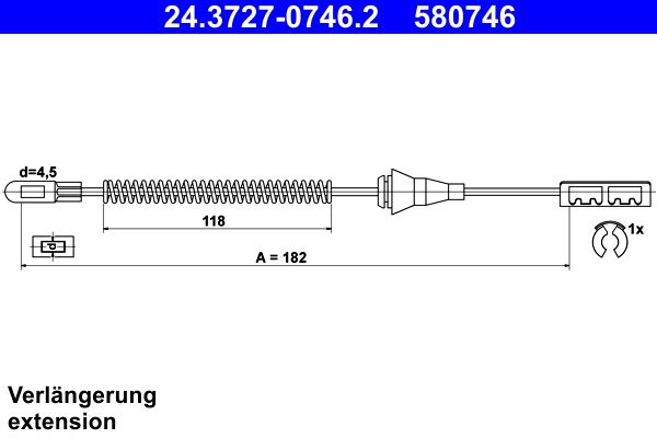 Cable Pull, parking brake 24.3727-0746.2