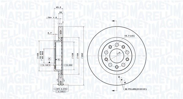 360406011601 MAGNETI MARELLI féktárcsa
