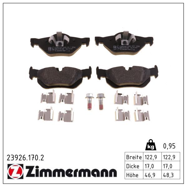 Zimmermann 23926.170.2 Bremsbelagsatz, Scheibenbremse