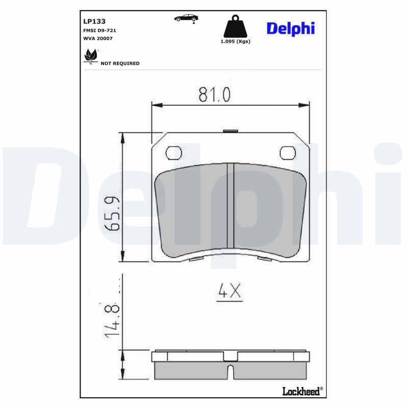 DELPHI LP133 - Bremsbelagsatz, Scheibenbremse