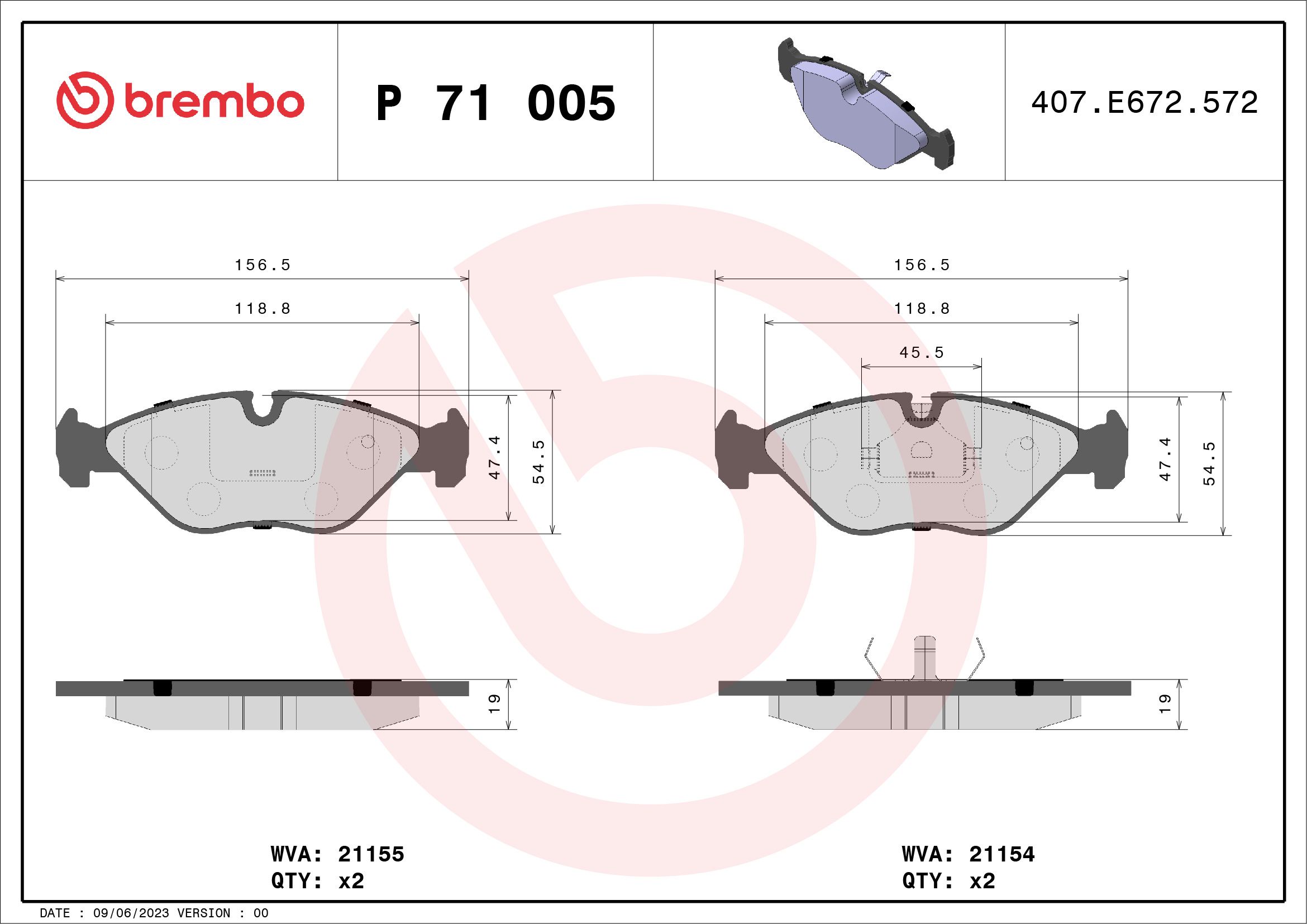 Brake Pad Set, disc brake P 71 005