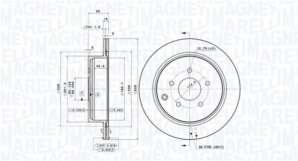 360406123701 MAGNETI MARELLI féktárcsa