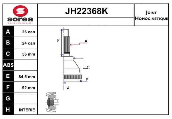 KIT CV JOINT AVEC KR078 - MAZDA