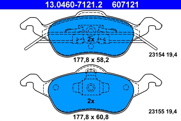 Brake Pad Set, disc brake 13.0460-7121.2