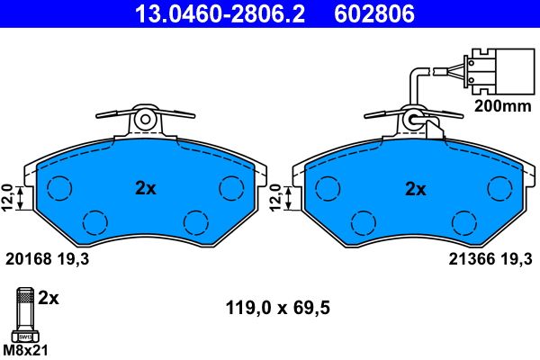 Brake Pad Set, disc brake 13.0460-2806.2