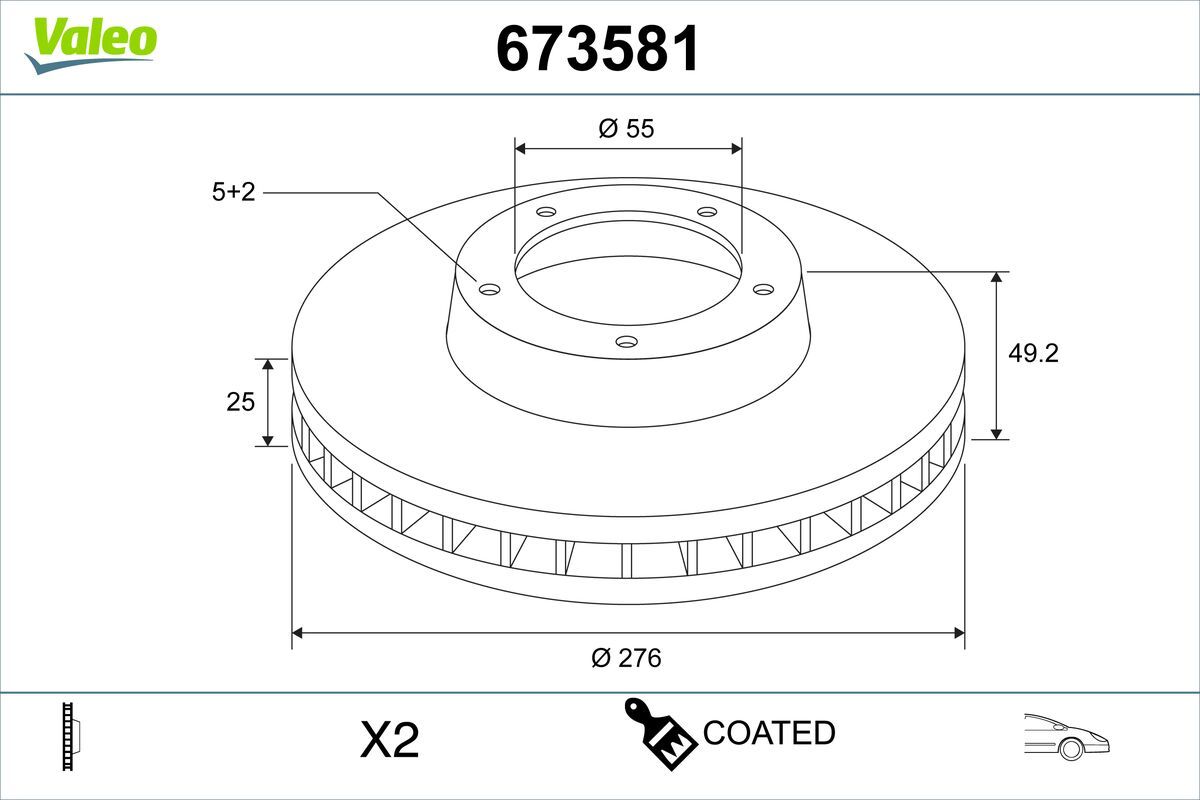 673581 VALEO COATED féktárcsa