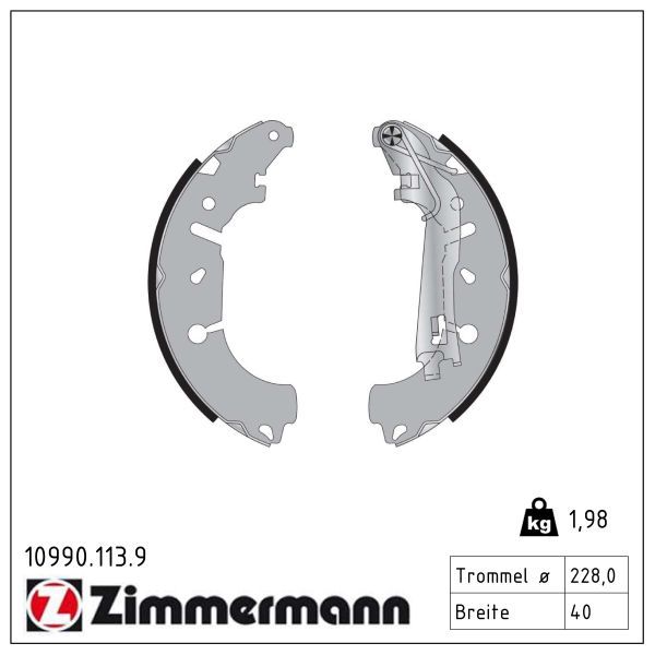 Zimmermann 10990.113.9 Bremsbackensatz