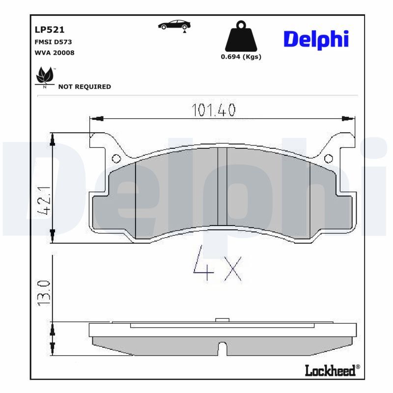 DELPHI LP521 - Bremsbelagsatz, Scheibenbremse