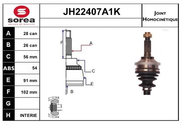 KIT CV JOINT AVEC KR120 - KIA CARNI