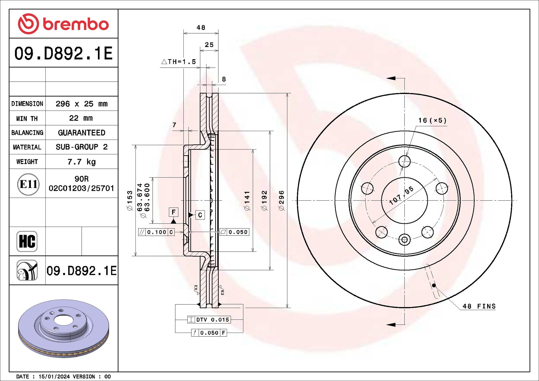 09.D892.1E BREMBO BEYOND LINE - EV féktárcsa