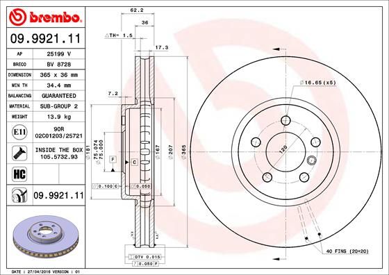 Brake Disc 09.9921.11