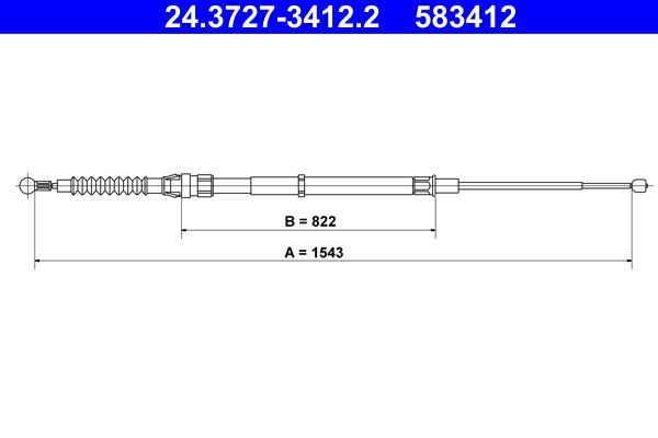 ATE 24.3727-3412.2 Cable Pull, parking brake