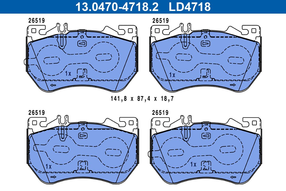 Ate 13.0470-4718.2 Bremsbelagsatz, Scheibenbremse