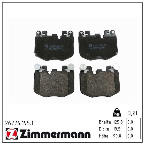 Zimmermann 26776.195.1 Bremsbelagsatz, Scheibenbremse