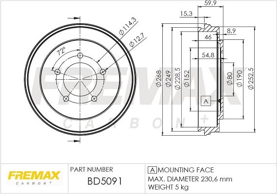 BD-5091 FREMAX fékdob
