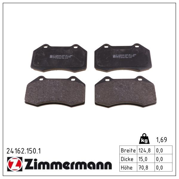 Zimmermann 24162.150.1 Bremsbelagsatz, Scheibenbremse