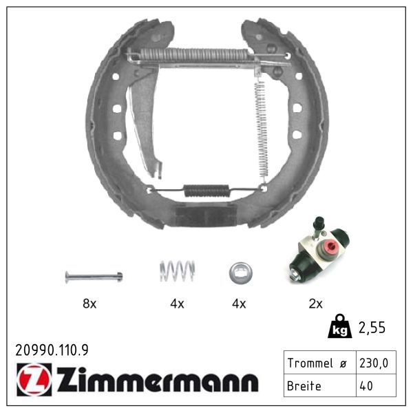 Zimmermann 20990.110.9 Bremsbackensatz