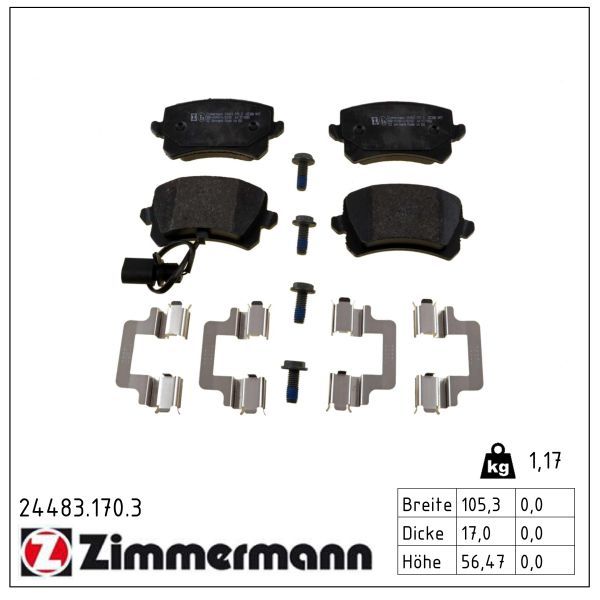 Zimmermann 24483.170.3 Bremsbelagsatz, Scheibenbremse