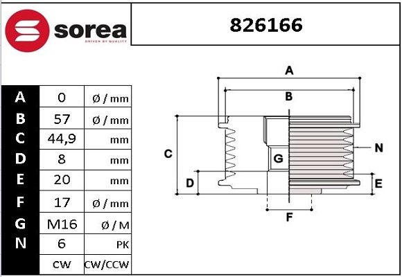 POULIE DEBR P6 DIA 60 EP 45