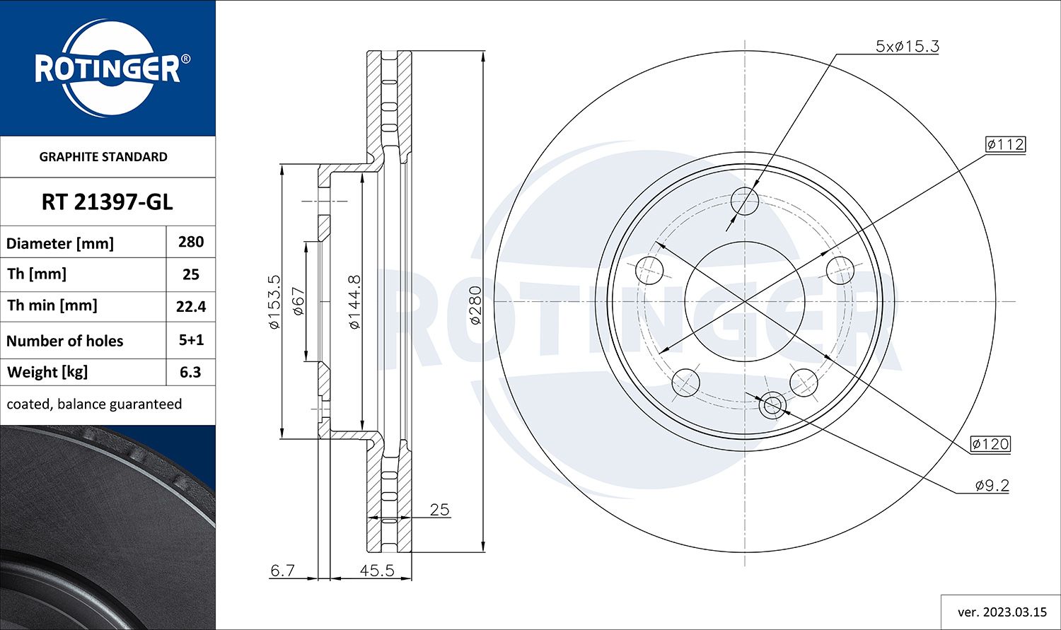 RT 21397-GL ROTINGER GRAPHITE LINE féktárcsa