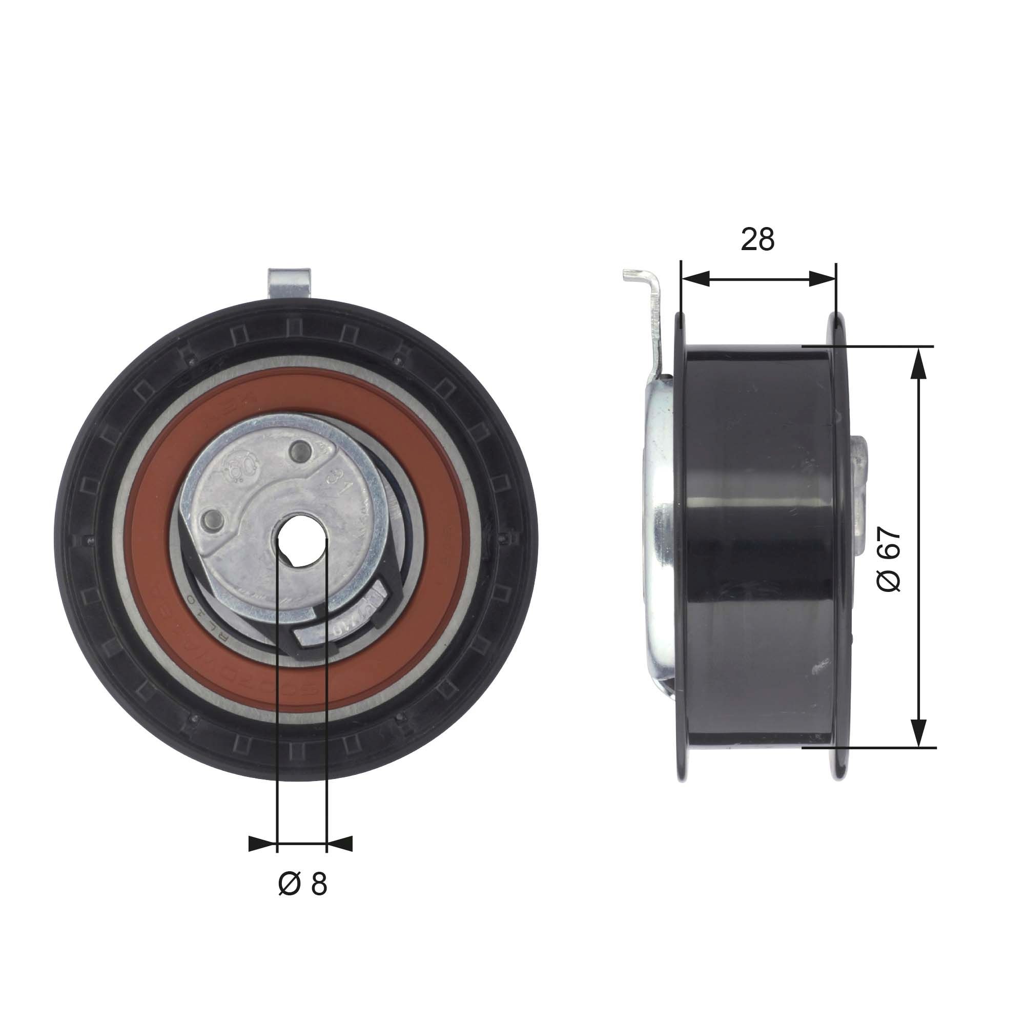 Tensioner Pulley, timing belt T43052