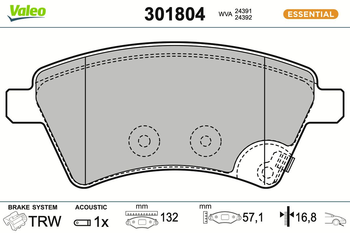 VALEO 301804 - Bremsbelagsatz, Scheibenbremse