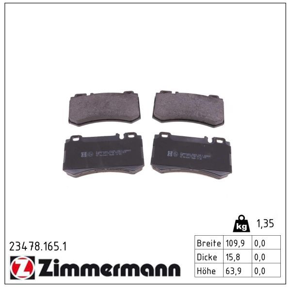 Zimmermann 23478.165.1 Bremsbelagsatz, Scheibenbremse