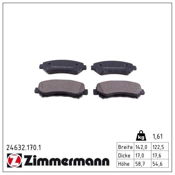 Zimmermann 24632.170.1 Bremsbelagsatz, Scheibenbremse
