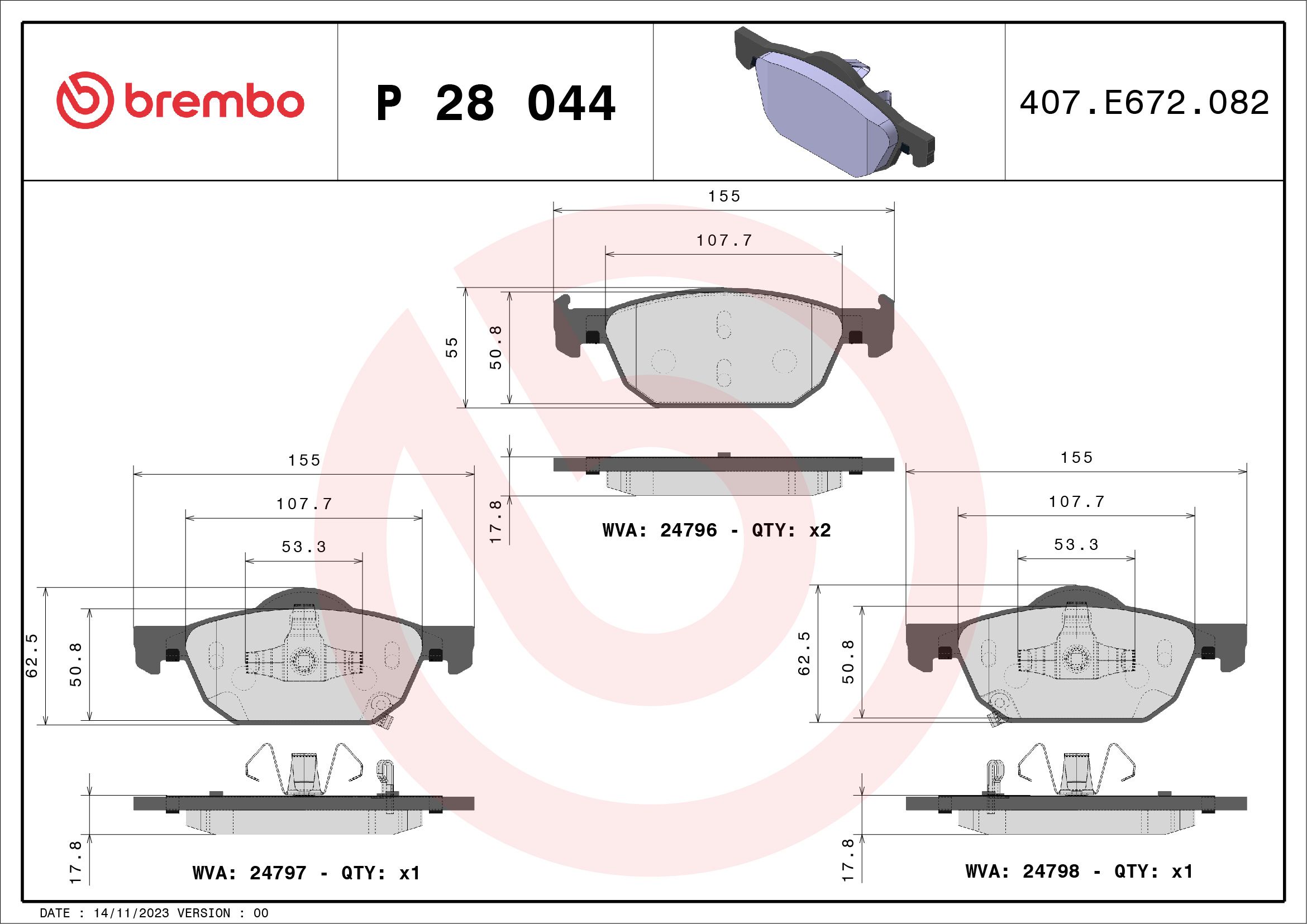 Brake Pad Set, disc brake P 28 044