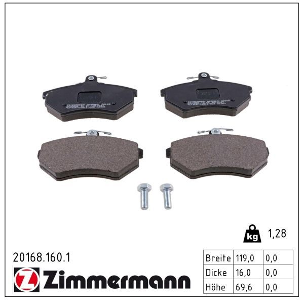 Zimmermann 20168.160.1 Bremsbelagsatz, Scheibenbremse