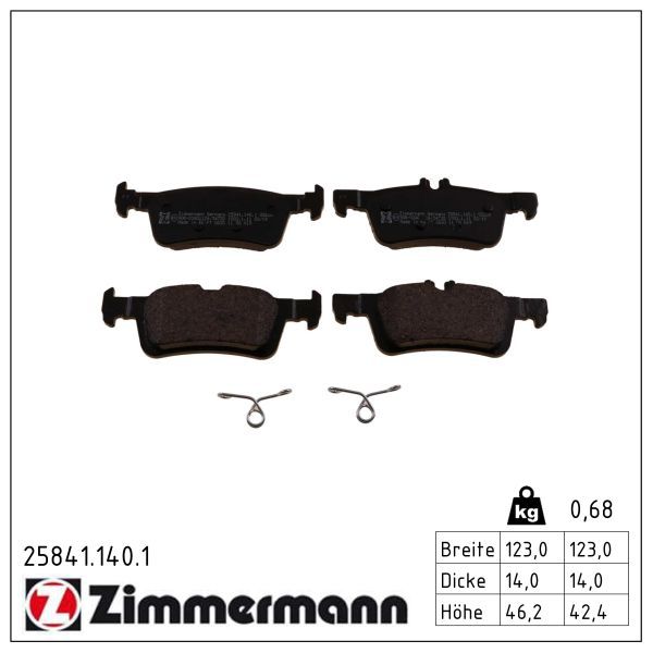 Zimmermann 25841.140.1 Bremsbelagsatz, Scheibenbremse