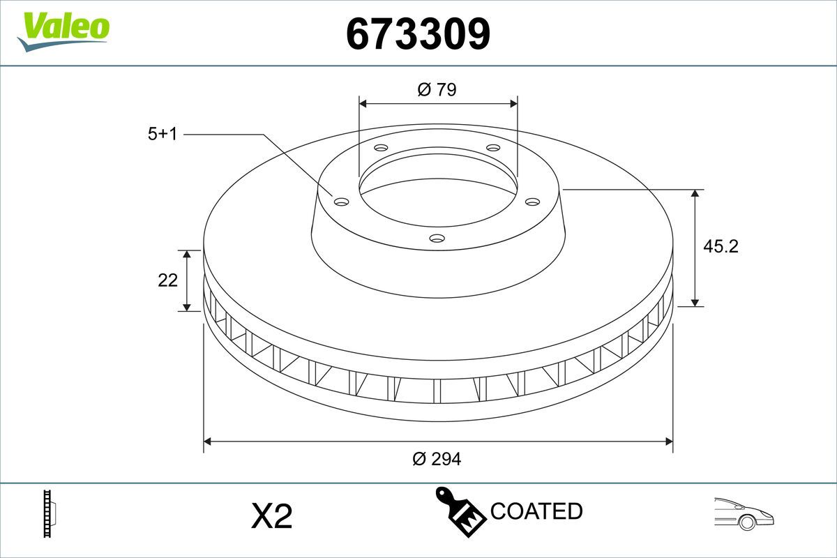 673309 VALEO COATED féktárcsa