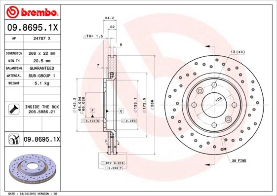 Brake Disc 09.8695.1X