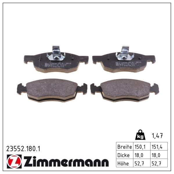Zimmermann 23552.180.1 Bremsbelagsatz, Scheibenbremse