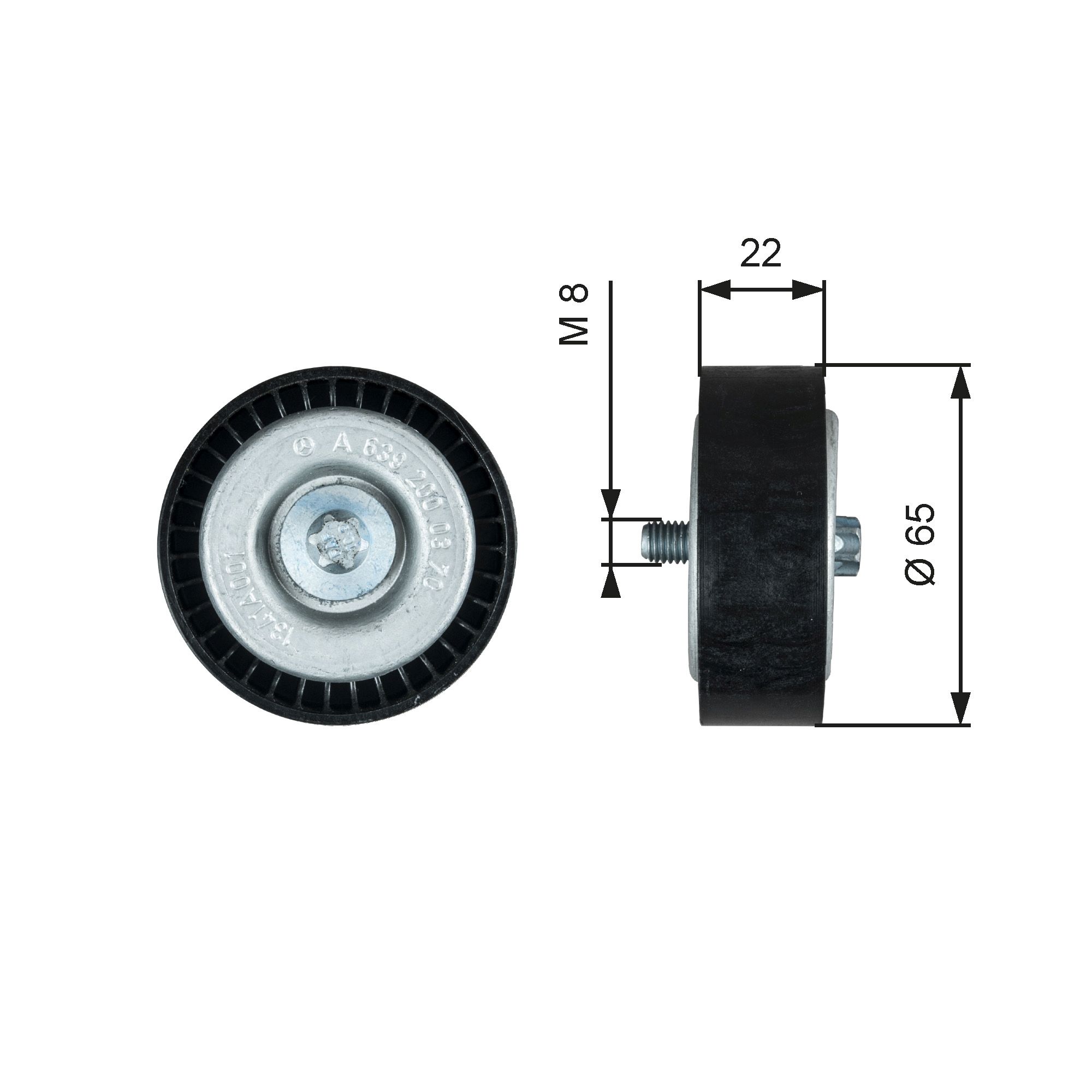 Deflection/Guide Pulley, V-ribbed belt T36734