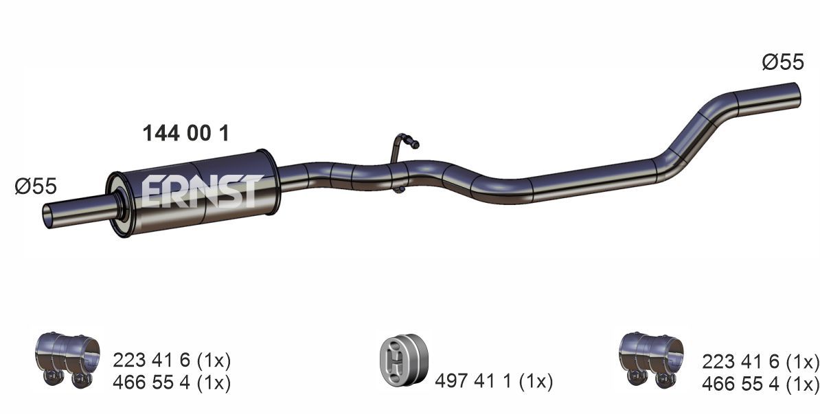 ERNST 144001 - Mittelschalldämpfer
