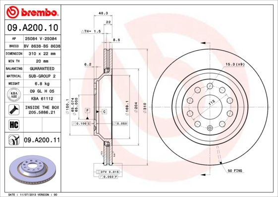 Brake Disc 09.A200.11