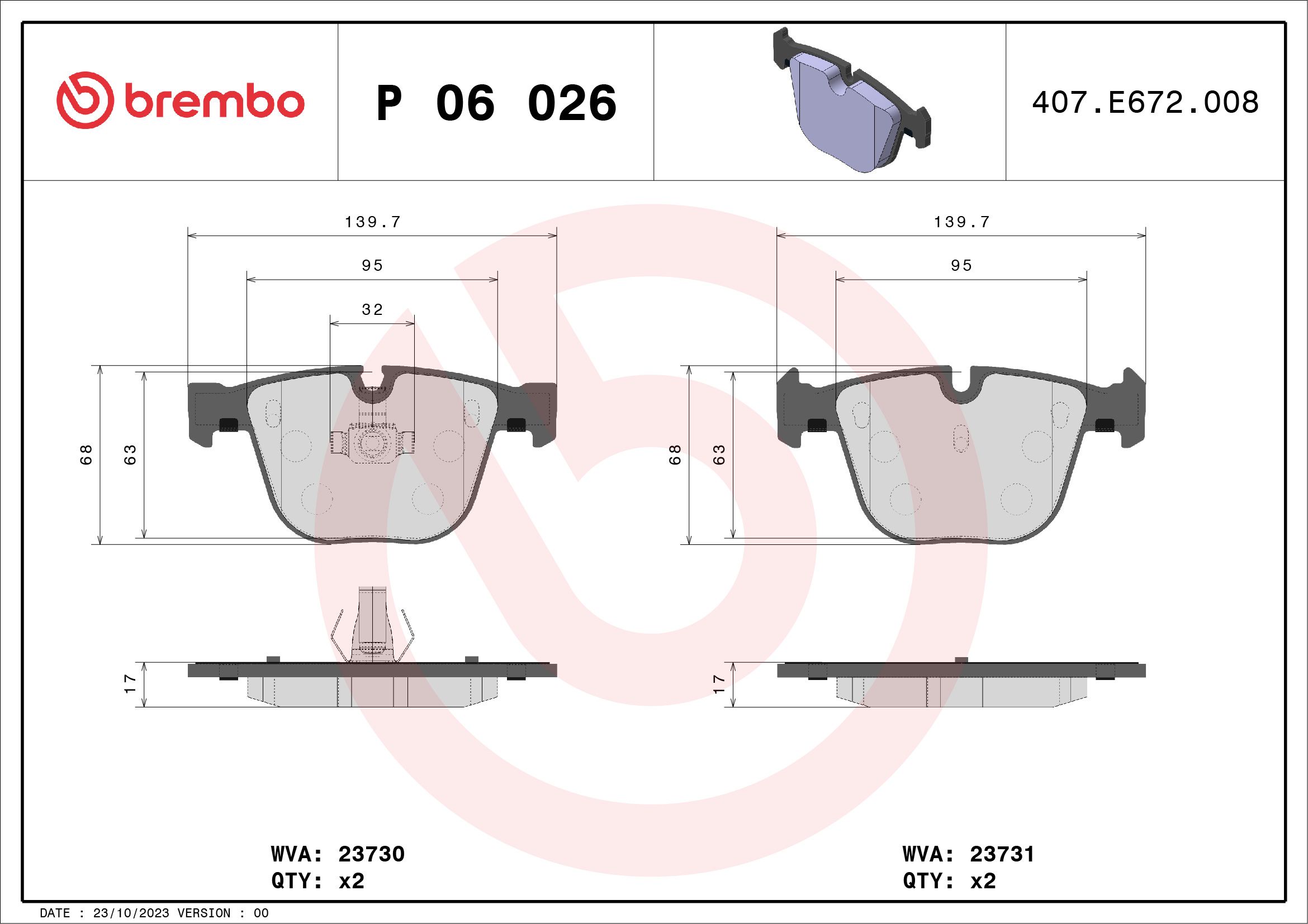 Brake Pad Set, disc brake P 06 026