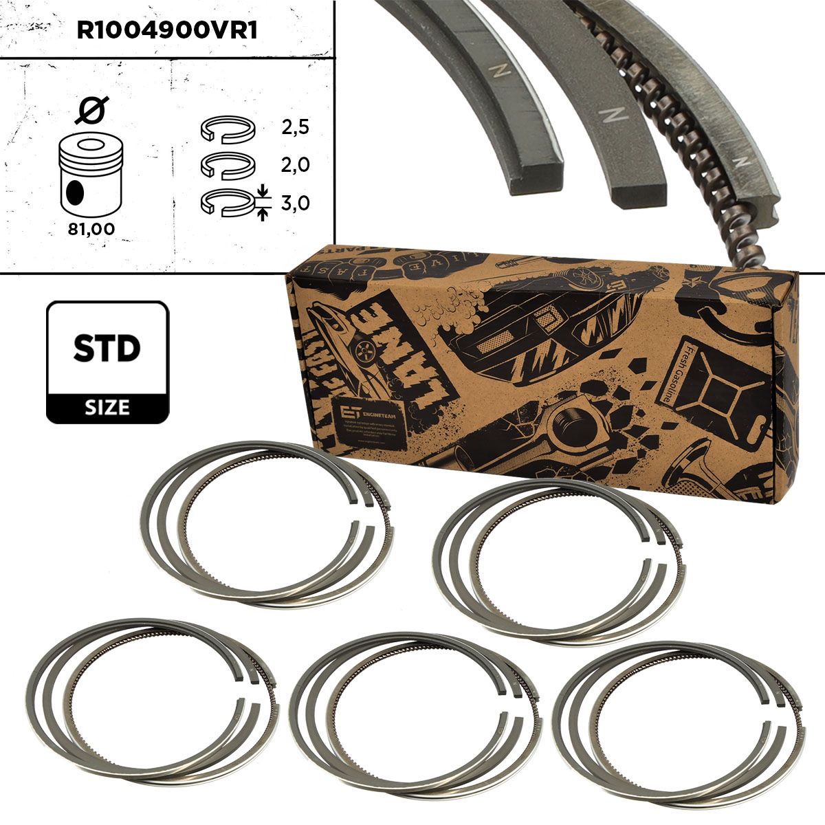R1004900VR1 ET ENGINETEAM boxET – service kit dugattyúgyűrű-készlet