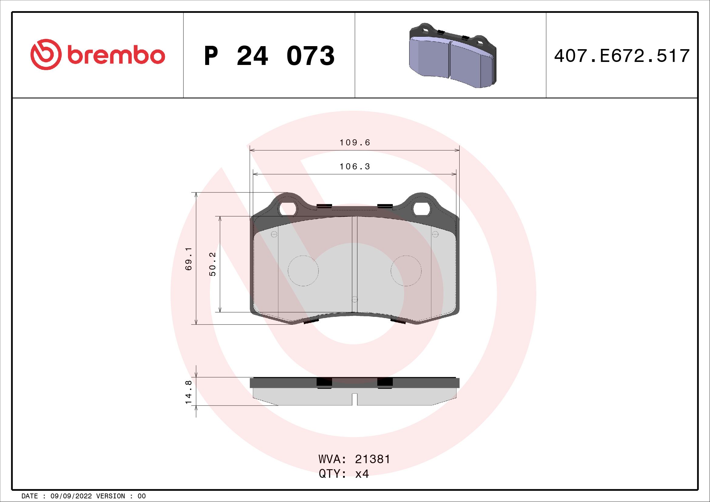 Brake Pad Set, disc brake P 24 073