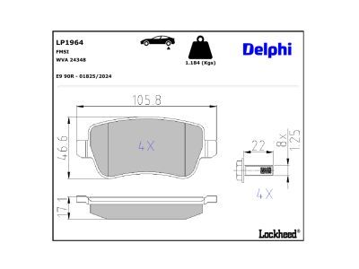 DELPHI LP1964 - Bremsbelagsatz, Scheibenbremse