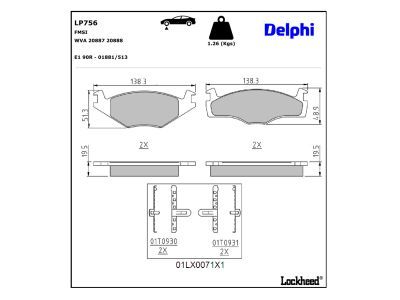 DELPHI LP756 - Bremsbelagsatz, Scheibenbremse
