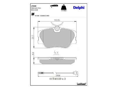 DELPHI LP608 - Bremsbelagsatz, Scheibenbremse