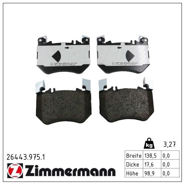 Zimmermann 26443.975.1 Bremsbelagsatz, Scheibenbremse