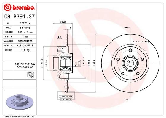 Brake Disc 08.B391.37