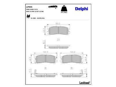 DELPHI LP955 - Bremsbelagsatz, Scheibenbremse