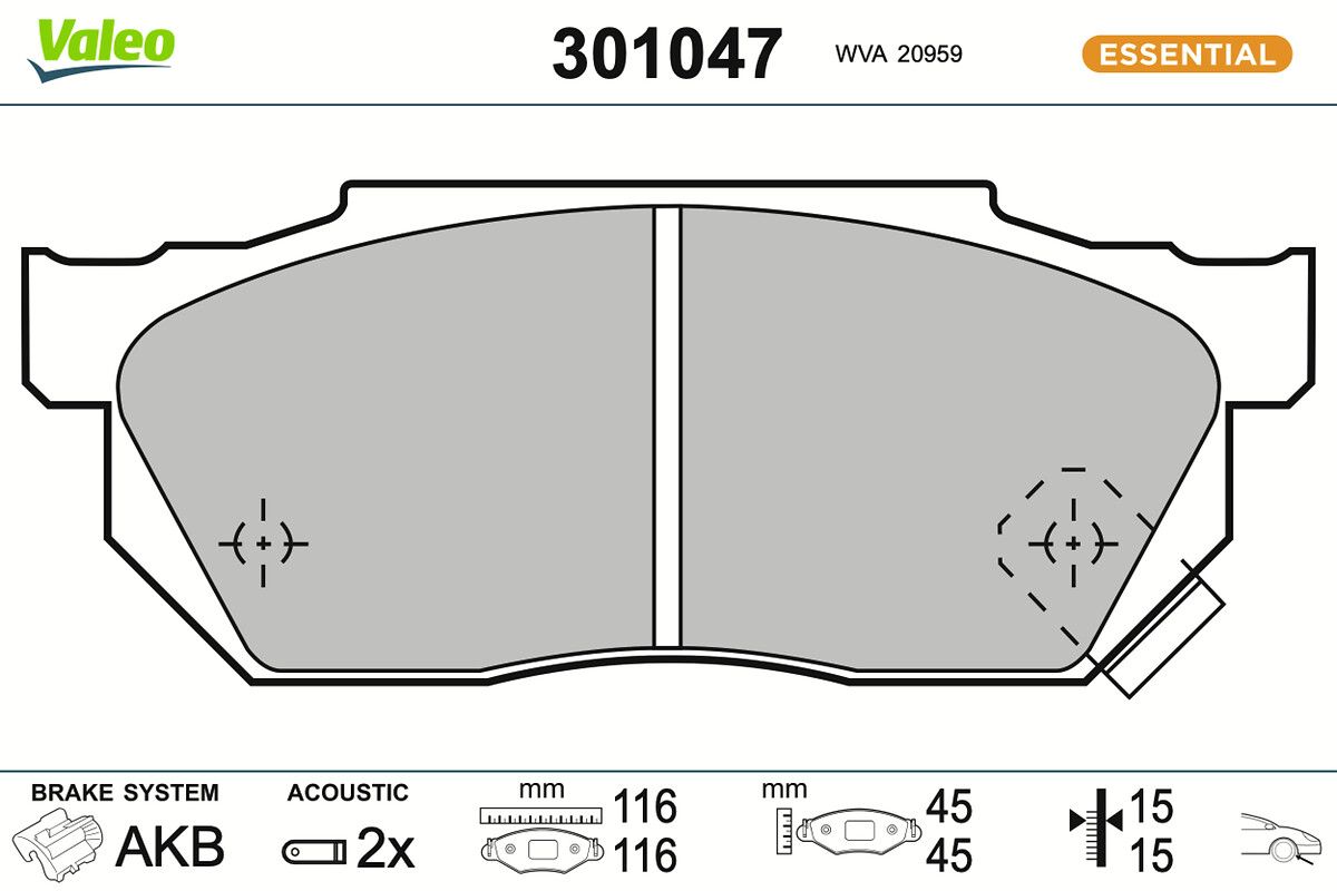 VALEO 301047 - Bremsbelagsatz, Scheibenbremse