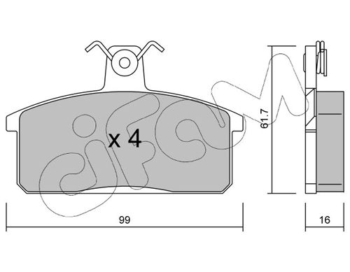 Комплект тормозных колодок, дисковый тормоз 822-026-0