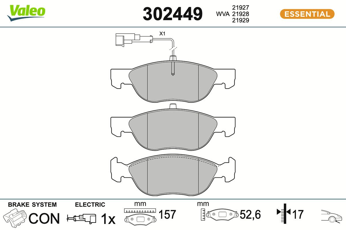 VALEO 302449 - Bremsbelagsatz, Scheibenbremse