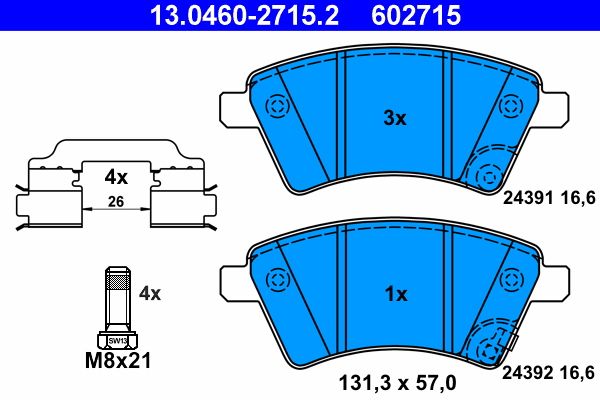 Brake Pad Set, disc brake 13.0460-2715.2